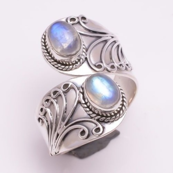 Jewelry - RAINBOW MOONSTONE ~ SILVER PLATED RING ~ SIZE 8.5